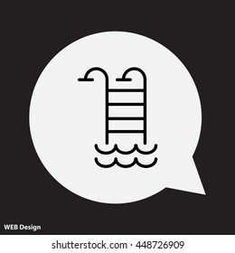 Web line icon. Pool, Stairs to the pool