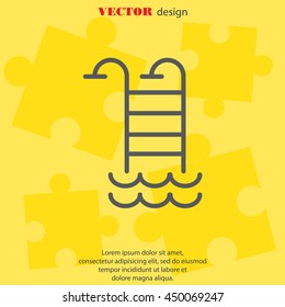 Web line icon. Pool, Stairs to the pool