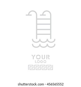 Web line icon. Pool, Stairs to the pool
