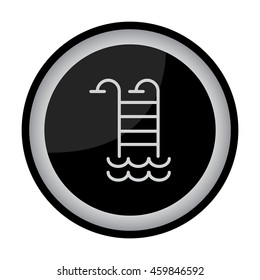 Web line icon. Pool, Stairs to the pool