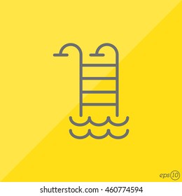 Web line icon. Pool, Stairs to the pool