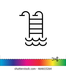 Web line icon. Pool, Stairs to the pool