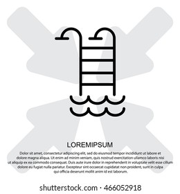 Web line icon. Pool, Stairs to the pool