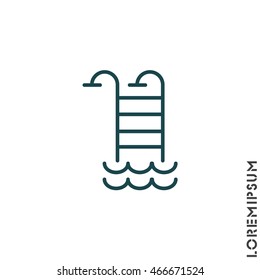 Web line icon. Pool, Stairs to the pool