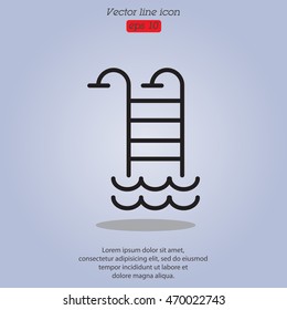 Web line icon. Pool, Stairs to the pool