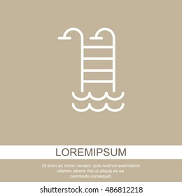 Web line icon. Pool, Stairs to the pool