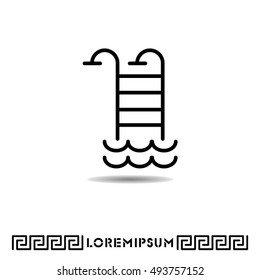 Web line icon. Pool, Stairs to the pool