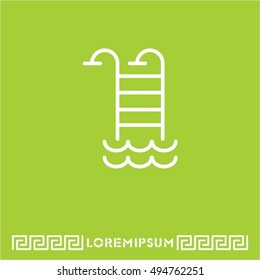 Web line icon. Pool, Stairs to the pool