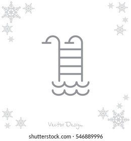 Web line icon. Pool, Stairs to the pool