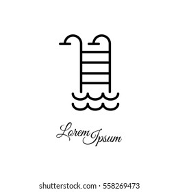 Web line icon. Pool, Stairs to the pool