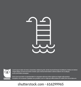 Web line icon. Pool, Stairs to the pool