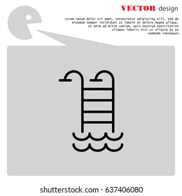Web line icon. Pool, Stairs to the pool