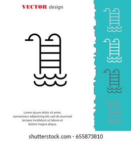 Web line icon. Pool, Stairs to the pool