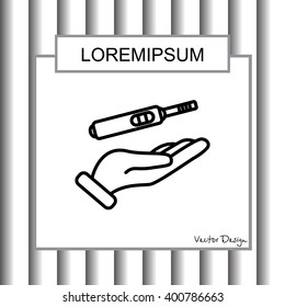 Web line icon. Pregnancy test in hand