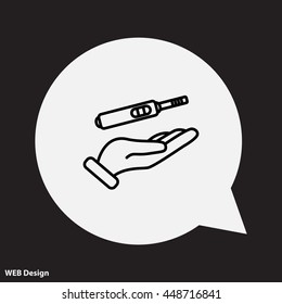 Web line icon. Pregnancy test in hand