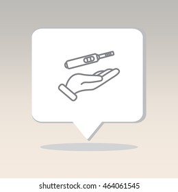 Web line icon. Pregnancy test in hand
