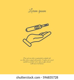 Web line icon. Pregnancy test in hand