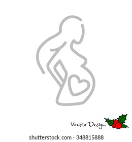 Web line icon. Pregnant woman