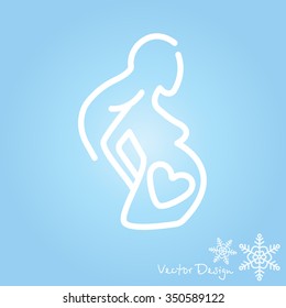 Web line icon. Pregnant woman