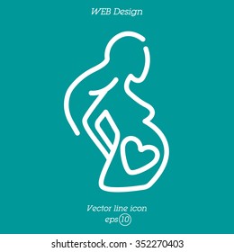 Web line icon. Pregnant woman