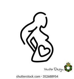 Web line icon. Pregnant woman