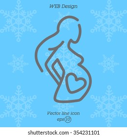 Web line icon. Pregnant woman