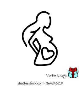 Web line icon. Pregnant woman