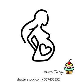 Web line icon. Pregnant woman