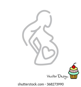 Web line icon. Pregnant woman