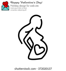 Web line icon. Pregnant woman