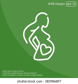 Web line icon. Pregnant woman