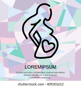 Web line icon. Pregnant woman