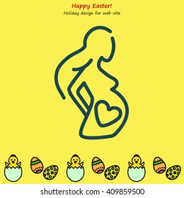Web line icon. Pregnant woman