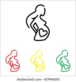 Web line icon. Pregnant woman