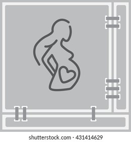 Web line icon. Pregnant woman