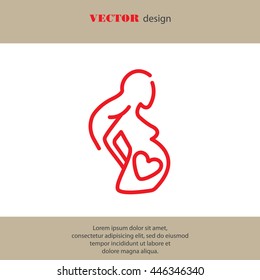 Web line icon. Pregnant woman