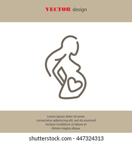 Web line icon. Pregnant woman