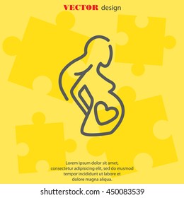 Web line icon. Pregnant woman