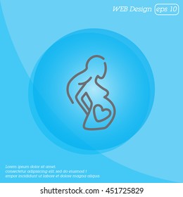Web line icon. Pregnant woman