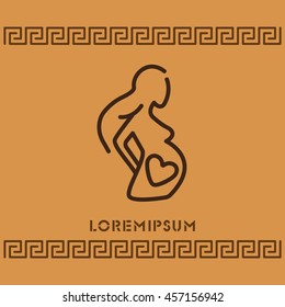 Web line icon. Pregnant woman