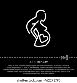 Web line icon. Pregnant woman