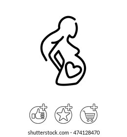 Web line icon. Pregnant woman