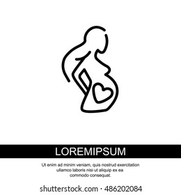 Web line icon. Pregnant woman