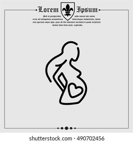 Web line icon. Pregnant woman