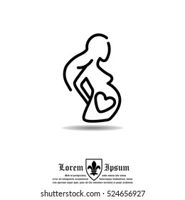 Web line icon. Pregnant woman