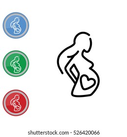 Web line icon. Pregnant woman