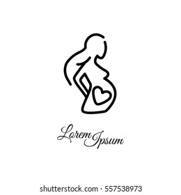 Web line icon. Pregnant woman