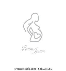 Web Line Icon. Pregnant Woman