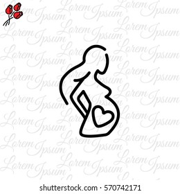 Web line icon. Pregnant woman