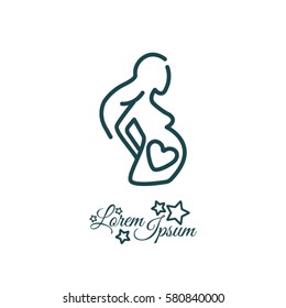 Web line icon. Pregnant woman
